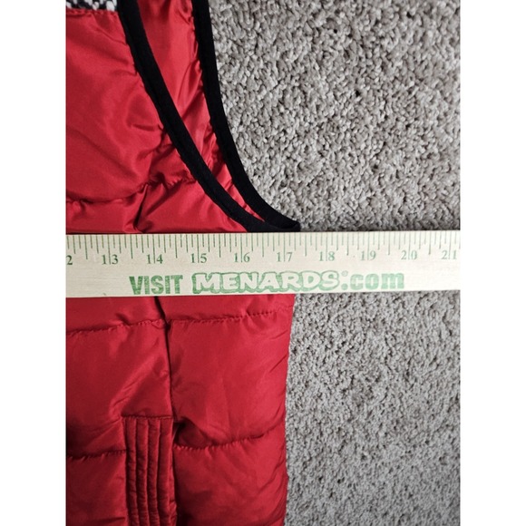 Ruff Hewn Puffer Sleeveless Red Quilted Tweed Vest Rope Latch Buttons Womens PM - Picture 9 of 16